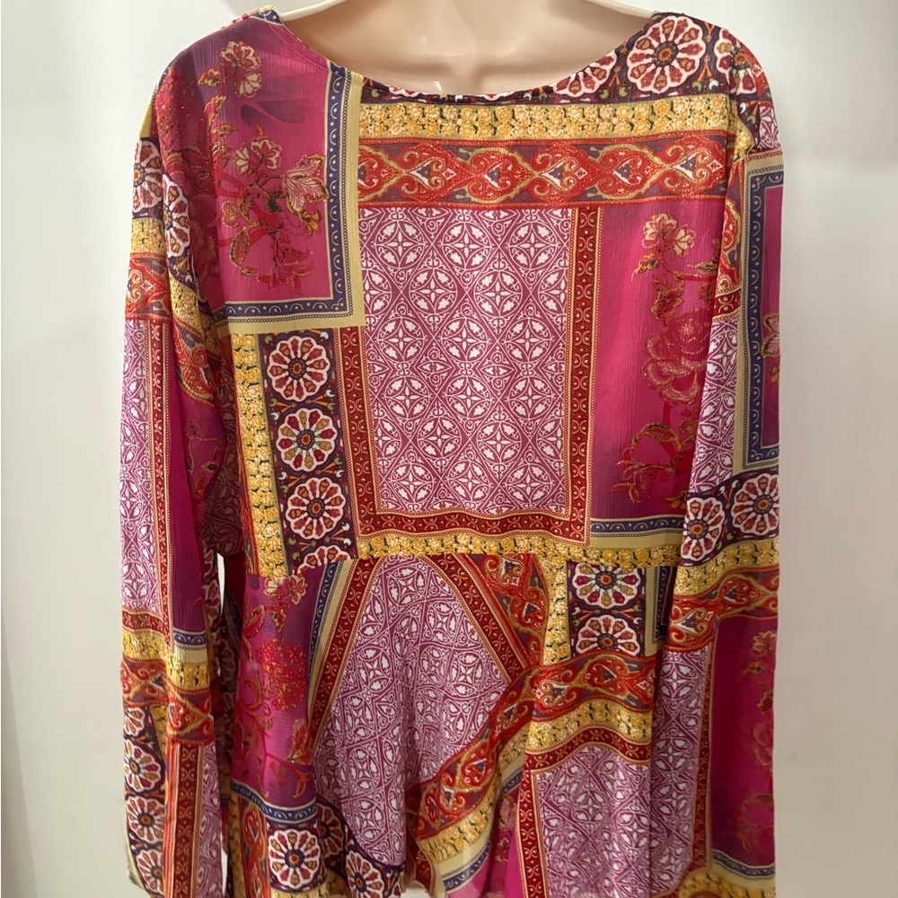 Unique Spectrum Vibrant Patchwork Blouse - image 6